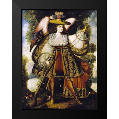 Arcangel Con Arcabuz Black Modern Wood Framed Art Print by Cuzco School