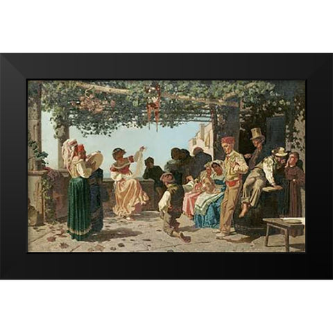 La Tarantella Black Modern Wood Framed Art Print by Dalbono, Eduardo