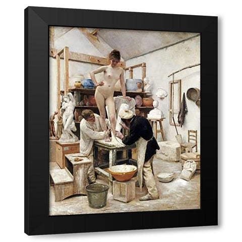 A Mould From Nature Black Modern Wood Framed Art Print with Double Matting by Dantan, Edouard Joseph