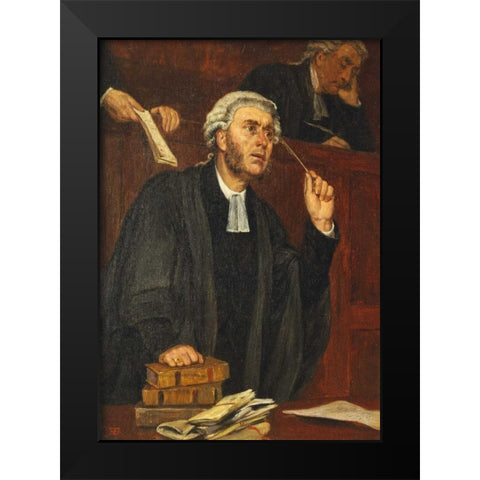For The Defence Black Modern Wood Framed Art Print by Davidson, Thomas