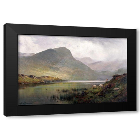 Loch Ness Black Modern Wood Framed Art Print with Double Matting by De Breanski, Alfred