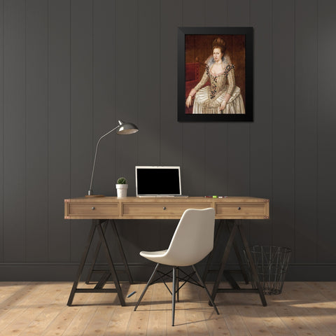 Portrait of Queen Anne of Denmark Black Modern Wood Framed Art Print by De Critz, John
