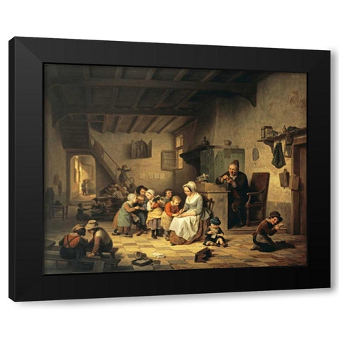 The School Room Black Modern Wood Framed Art Print with Double Matting by De Loose, Basile