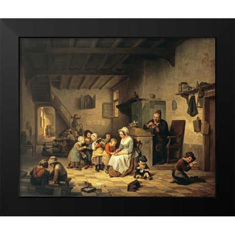 The School Room Black Modern Wood Framed Art Print by De Loose, Basile