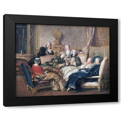 La Lecture De Moliere Black Modern Wood Framed Art Print by De Troy, Jean-Francois