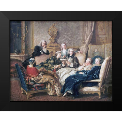La Lecture De Moliere Black Modern Wood Framed Art Print by De Troy, Jean-Francois