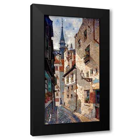 Rue Des Chartres, Old Paris Black Modern Wood Framed Art Print with Double Matting by Deakin, Dewin