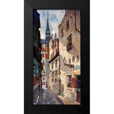 Rue Des Chartres, Old Paris Black Modern Wood Framed Art Print by Deakin, Dewin