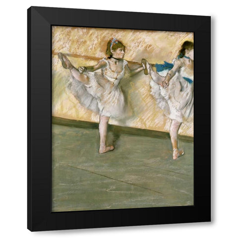Dancers at The Bar Black Modern Wood Framed Art Print with Double Matting by Degas, Edgar