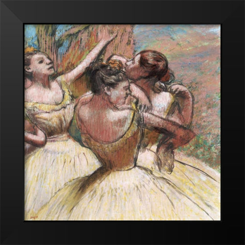Three Dancers Black Modern Wood Framed Art Print by Degas, Edgar