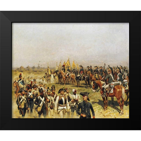 Napoleon Commanding a View of The Prisoners Black Modern Wood Framed Art Print by Detaille, Edouard