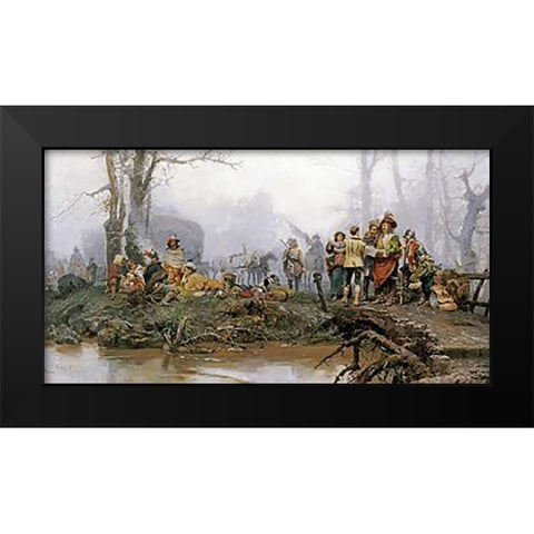 The Encampment Black Modern Wood Framed Art Print by Detti, Cesare Auguste