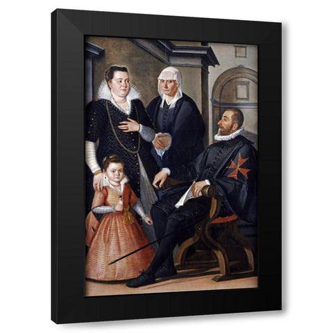 Group Portrait of a Knight of Malta Black Modern Wood Framed Art Print by Di Tito, Santi