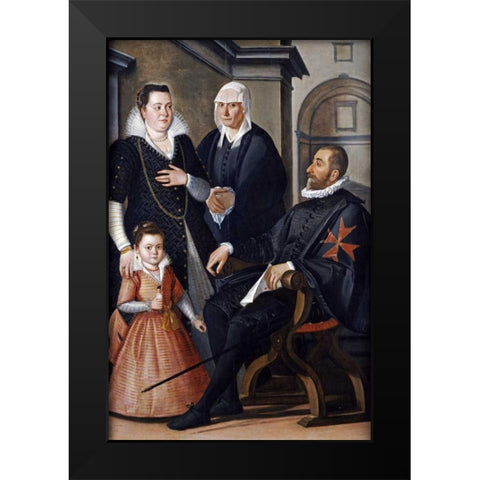Group Portrait of a Knight of Malta Black Modern Wood Framed Art Print by Di Tito, Santi