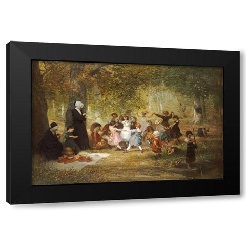 Ring a Ring a Roses Black Modern Wood Framed Art Print by Dieffenbach, Anton