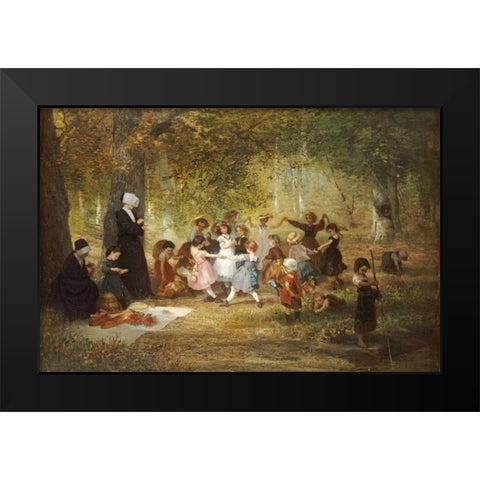 Ring a Ring a Roses Black Modern Wood Framed Art Print by Dieffenbach, Anton