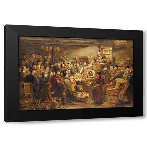 An Edinburgh Flower Market Black Modern Wood Framed Art Print by Dixon, Arthur Percy