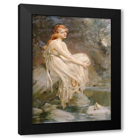 The Princess and The Frog Black Modern Wood Framed Art Print by Dixon, Arthur Percy