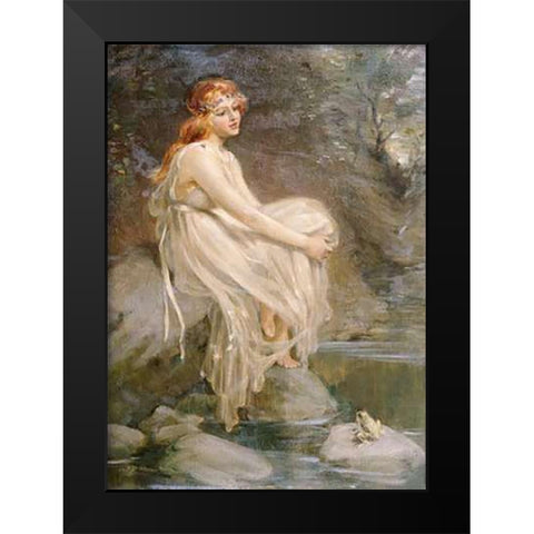 The Princess and The Frog Black Modern Wood Framed Art Print by Dixon, Arthur Percy