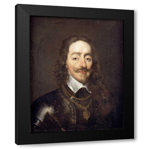 Portrait of King Charles I Black Modern Wood Framed Art Print by Dobson, William