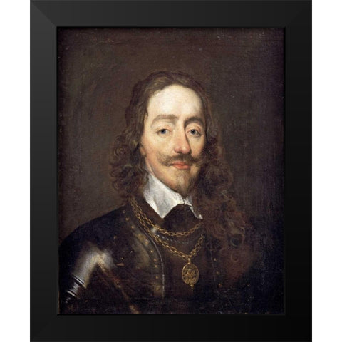 Portrait of King Charles I Black Modern Wood Framed Art Print by Dobson, William