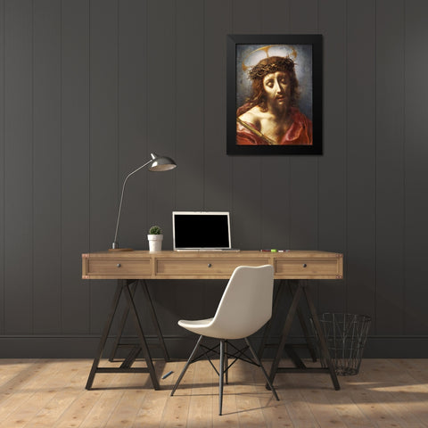 Christ As The Man of Sorrows Black Modern Wood Framed Art Print by Dolci, Carlo