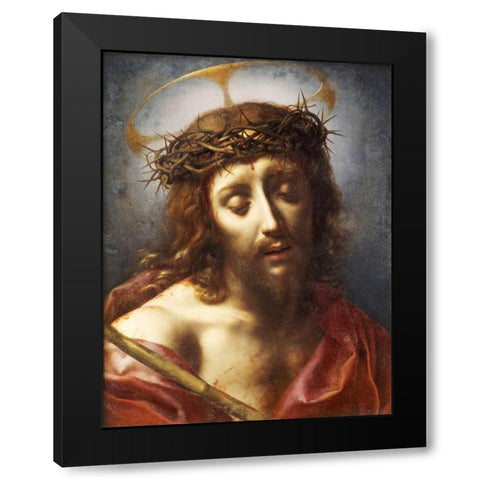 Christ As The Man of Sorrows Black Modern Wood Framed Art Print with Double Matting by Dolci, Carlo