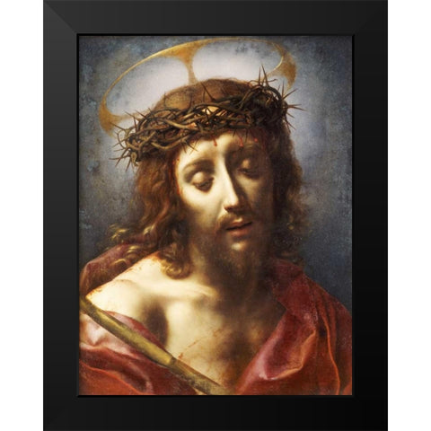 Christ As The Man of Sorrows Black Modern Wood Framed Art Print by Dolci, Carlo