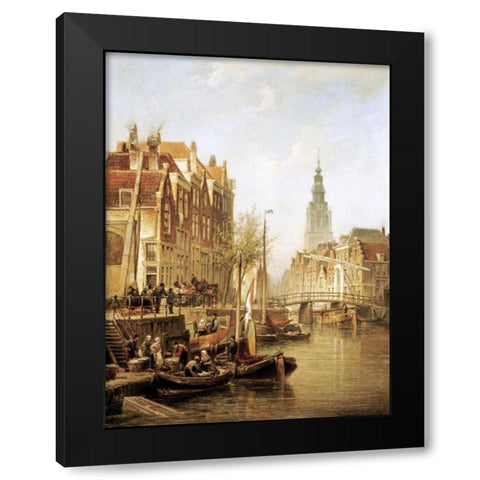 Amsterdam Black Modern Wood Framed Art Print by Dommershuizen, Cornelis Christiaan