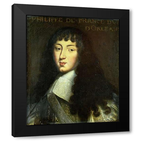 Portrait of Philippe De France Black Modern Wood Framed Art Print with Double Matting by DOrleans, Duc