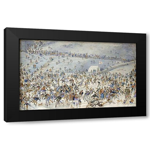 Figures Ice Skating Black Modern Wood Framed Art Print by Doyle, Charles Altamount