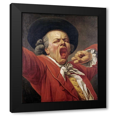 Self-Portrait As a Yawning Man Black Modern Wood Framed Art Print by Ducreux, Francois-Joseph
