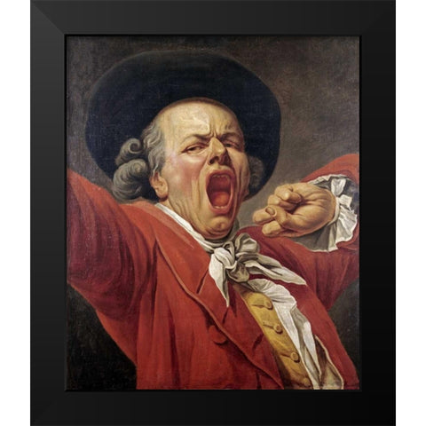 Self-Portrait As a Yawning Man Black Modern Wood Framed Art Print by Ducreux, Francois-Joseph