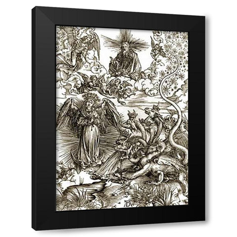 The Apocalyptic Woman Black Modern Wood Framed Art Print by Durer, Albrecht
