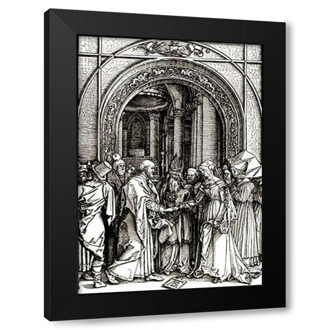 The Betrothal of The Virgin Black Modern Wood Framed Art Print by Durer, Albrecht