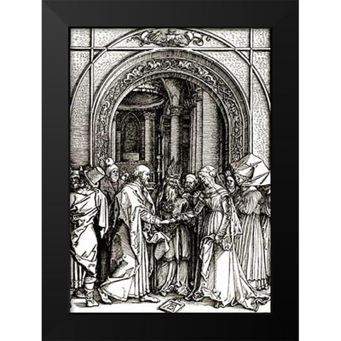 The Betrothal of The Virgin Black Modern Wood Framed Art Print by Durer, Albrecht