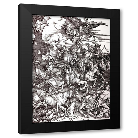 The Four Horsemen of The Apocalypse Black Modern Wood Framed Art Print with Double Matting by Durer, Albrecht