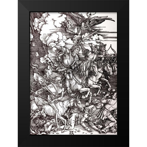 The Four Horsemen of The Apocalypse Black Modern Wood Framed Art Print by Durer, Albrecht