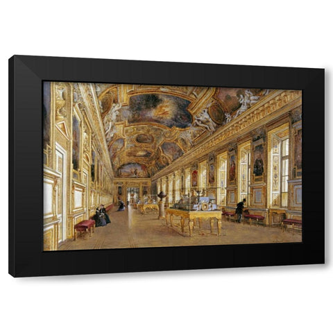 The Interior of The Louvre Black Modern Wood Framed Art Print with Double Matting by Duval, Victor