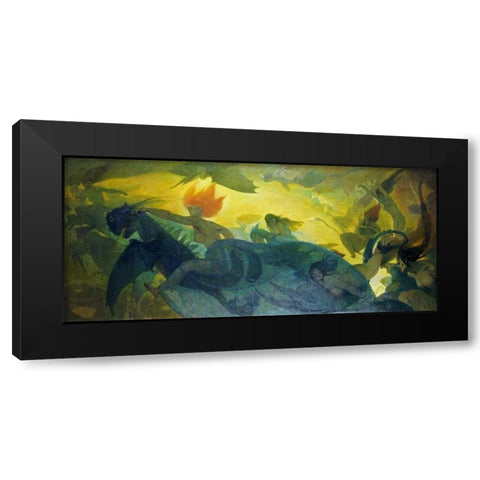 The Ride of The Valkyries Black Modern Wood Framed Art Print with Double Matting by Engel, Carl