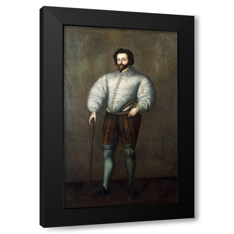 Sir Francis Drake Black Modern Wood Framed Art Print by English School