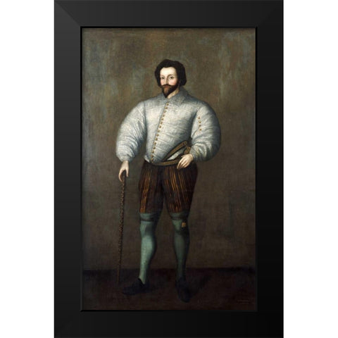 Sir Francis Drake Black Modern Wood Framed Art Print by English School