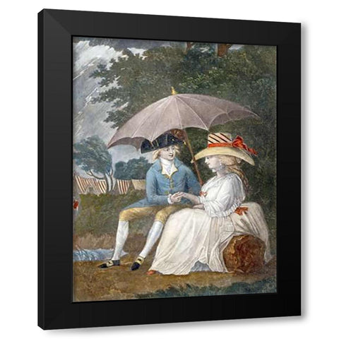 The Best Shelter, Under The Banner of Love Black Modern Wood Framed Art Print by English School