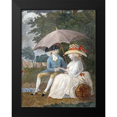 The Best Shelter, Under The Banner of Love Black Modern Wood Framed Art Print by English School