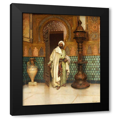 An Arab In a Palace Interior Black Modern Wood Framed Art Print by Ernst, Rudolf