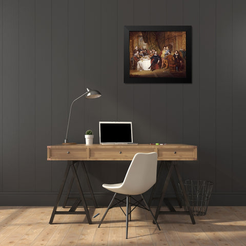 Shakespeare and His Friends at The Mermaid Tavern Black Modern Wood Framed Art Print by Faed, John