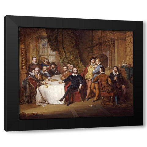 Shakespeare and His Friends at The Mermaid Tavern Black Modern Wood Framed Art Print with Double Matting by Faed, John