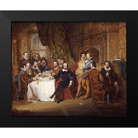 Shakespeare and His Friends at The Mermaid Tavern Black Modern Wood Framed Art Print by Faed, John