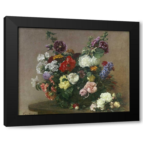 A Bouquet of Mixed Flowers Black Modern Wood Framed Art Print by Fantin-Latour, Henri