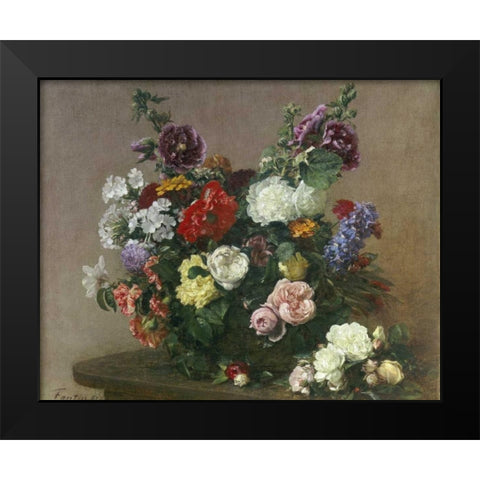 A Bouquet of Mixed Flowers Black Modern Wood Framed Art Print by Fantin-Latour, Henri
